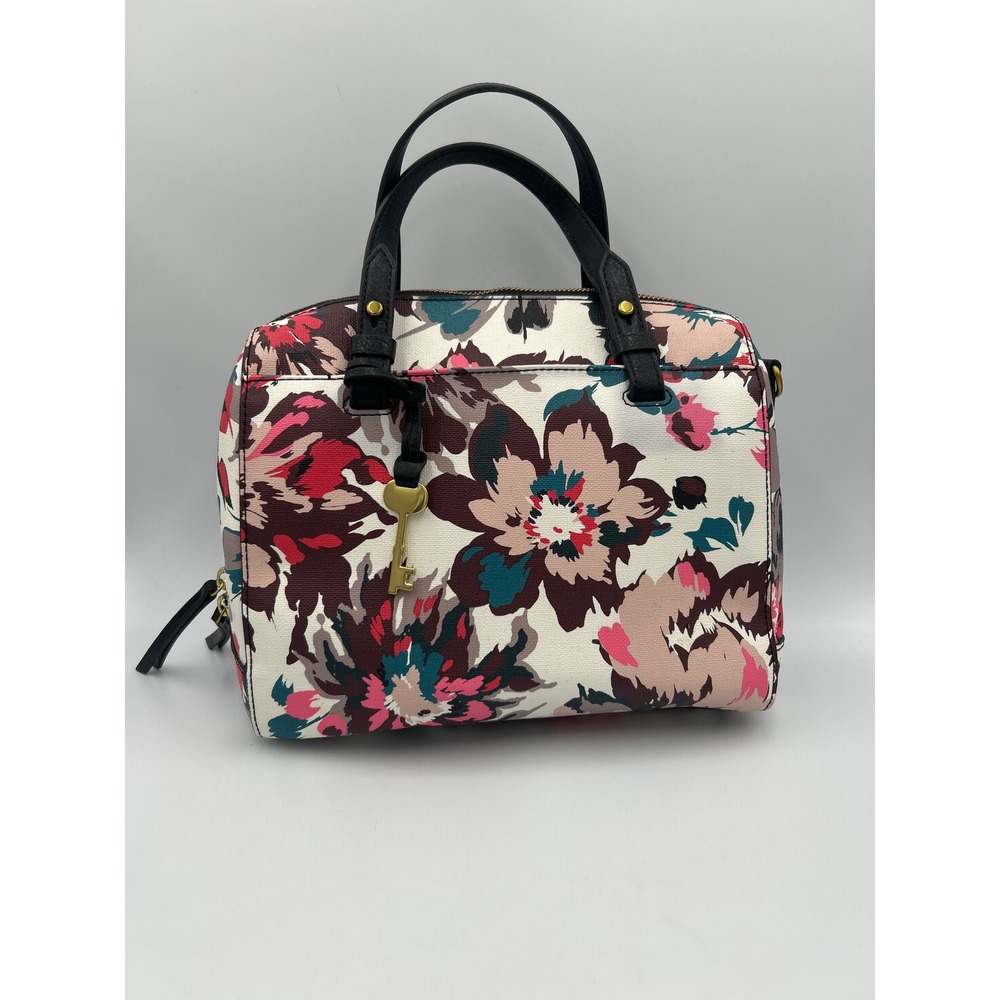 Fossil Sydney Satchel Multicolor Floral Coated Canvas Handbag ZB5486